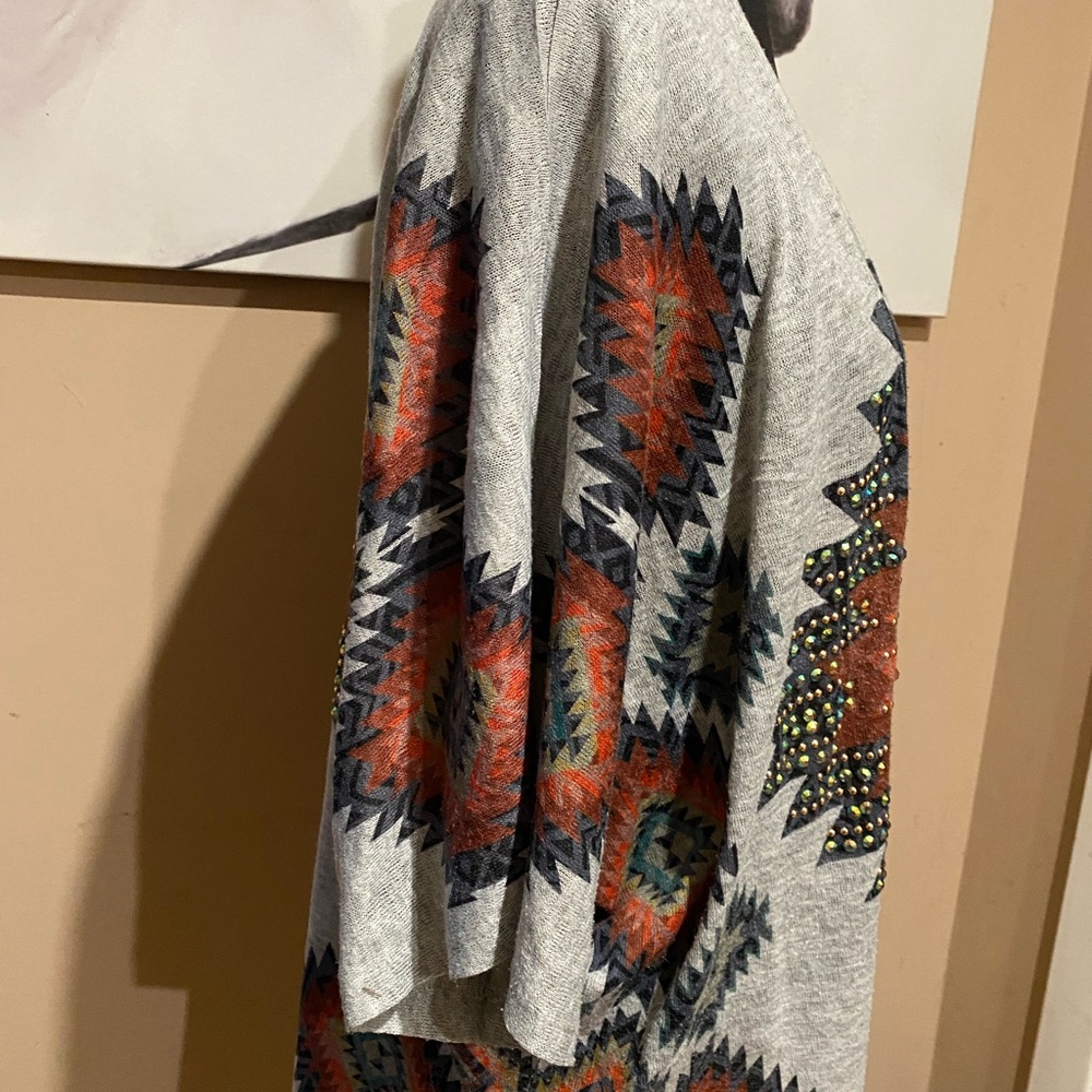 Vocal Aztec open vest cover up with Embellishments - Picture 3 of 9